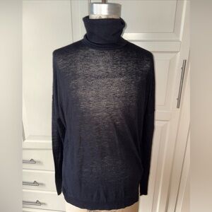 Vince black but sheer turtleneck sweater l